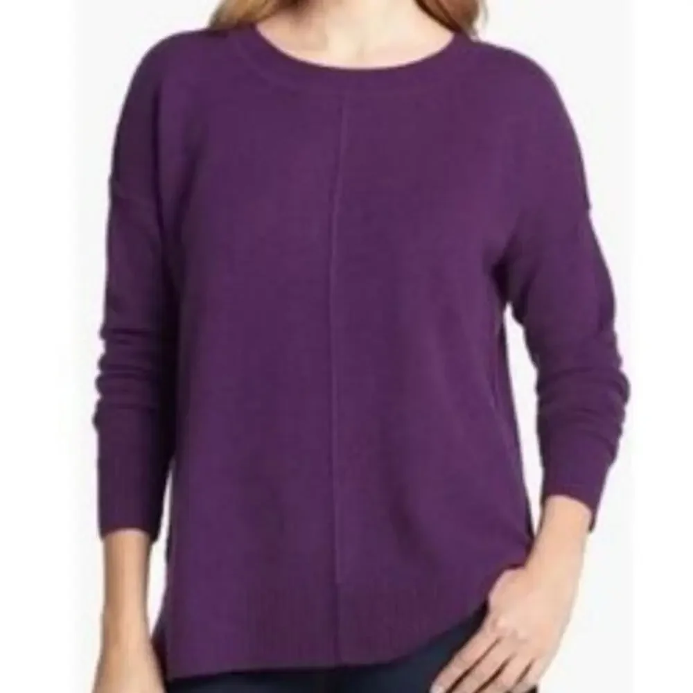 Amber Sun Purple 2-Ply 100% Cashmere Sweater Soft Cozy Warm Oversize S Quiet Lux